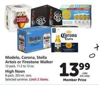 Modelo, Corona, Stella Artois or Firestone Walker