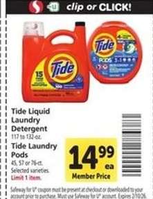 Tide Liquid Laundry Detergent / Tide Laundry Pods