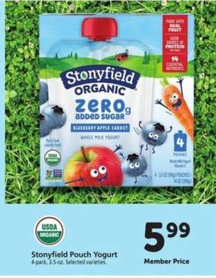 Stonyfield Pouch Yogurt