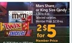 MARS Share or King Size Candy