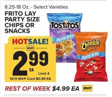 Frito Lay Party Size Chips or Snacks