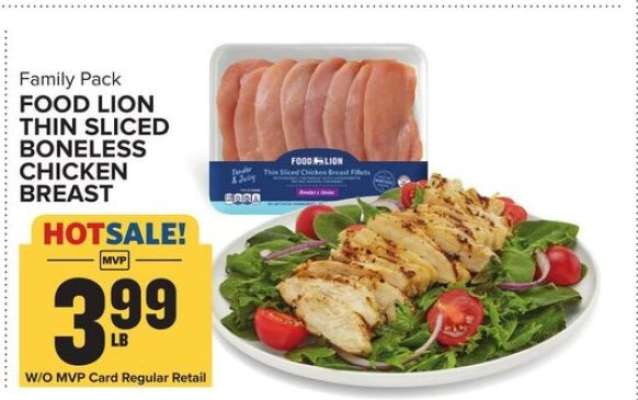 Food Lion Thin Sliced Boneless Chicken Breast