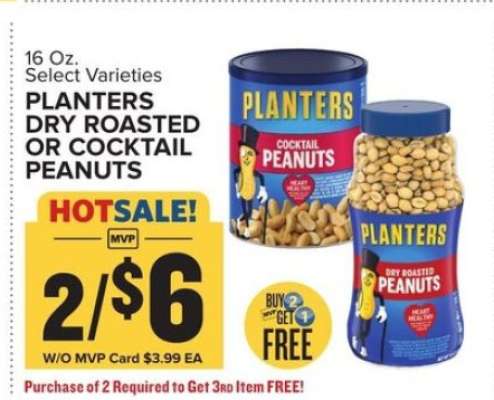 Planters Dry Roasted or Cocktail Peanuts