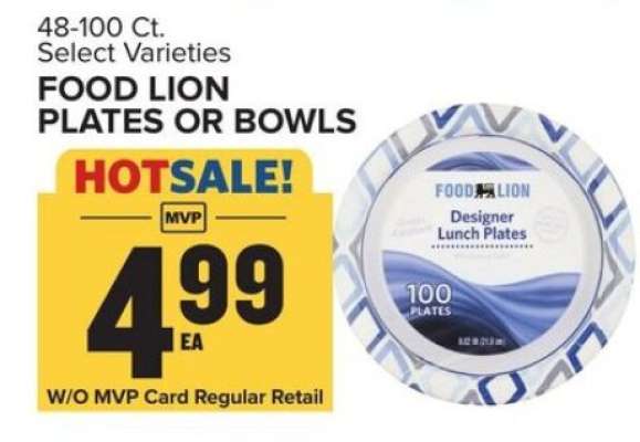 Food Lion Plates or Bowls