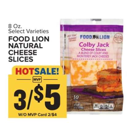 FOOD LION NATURAL CHEESE SLICES