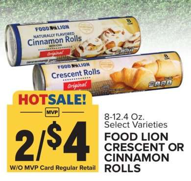 FOOD LION CRESCENT OR CINNAMON ROLLS
