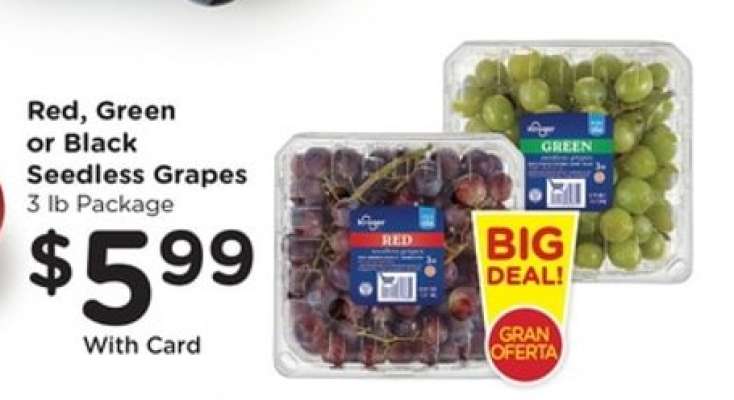 Red, Green or Black Seedless Grapes