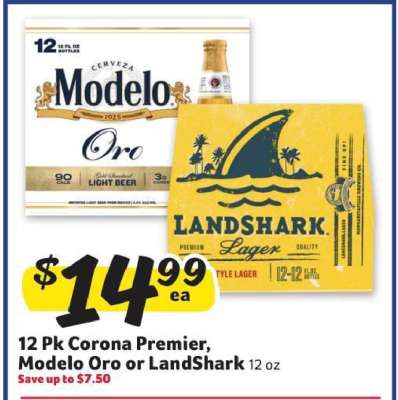 12 Pk Corona Premier, Modelo Oro or LandShark