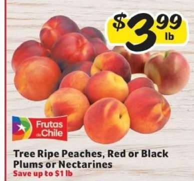 Tree Ripe Peaches, Red or Black Plums or Nectarines