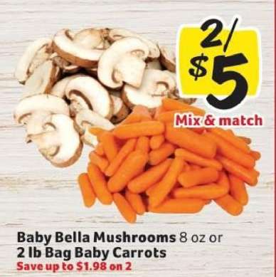 Baby Bella Mushrooms or Baby Carrots
