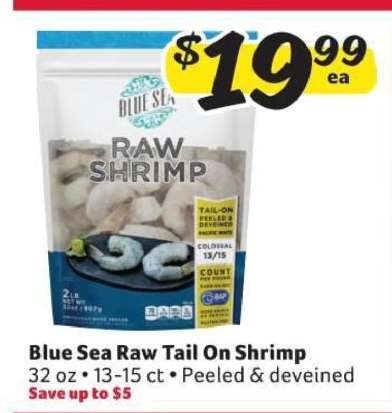 Blue Sea Raw Tail On Shrimp