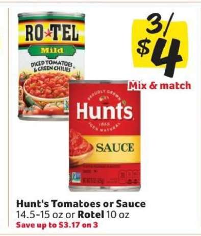 Hunt's Tomatoes or Sauce, Rotel