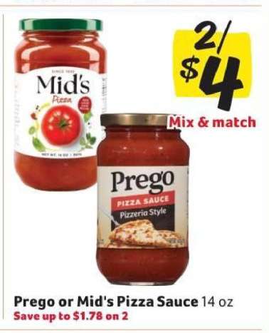 Prego or Mid's Pizza Sauce