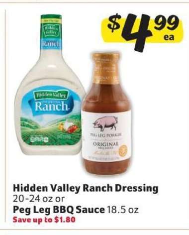 Hidden Valley Ranch Dressing or Peg Leg BBQ Sauce
