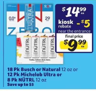 Busch or Natural, Michelob Ultra, NÜTRL