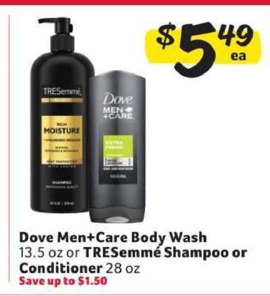 Dove Men+Care Body Wash or TRESemmé Shampoo or Conditioner