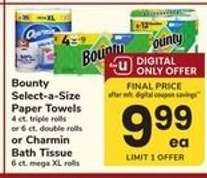 Bounty Select-a-size Paper Towels or Charmin Bath Tissue