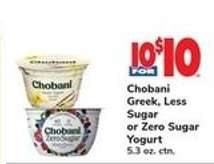 Chobani Greek, Less Sugar or Zero Sugar Yogurt