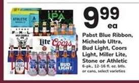 Pabst Blue Ribbon, Michelob Ultra, Bud Light, Coors Light, Miller Lite, Stone or Athletic