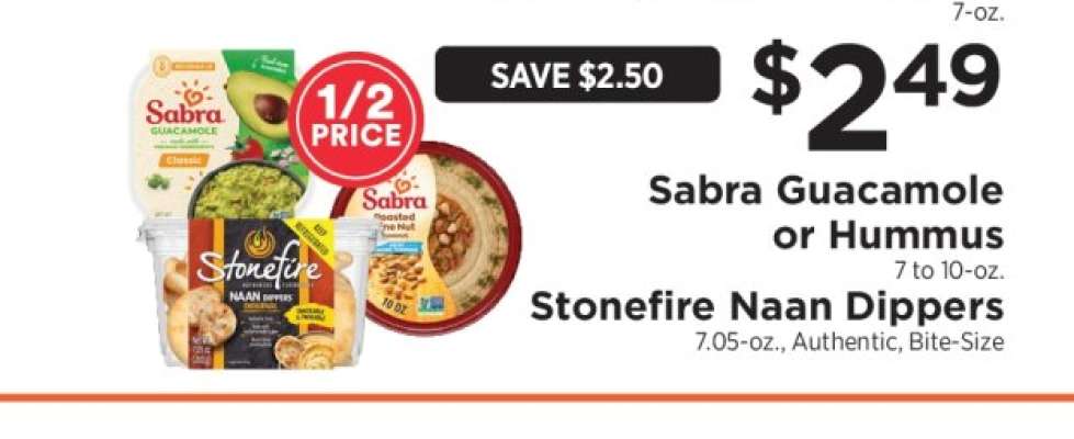 Sabra Guacamole or Hummus, Stonefire Naan Dippers