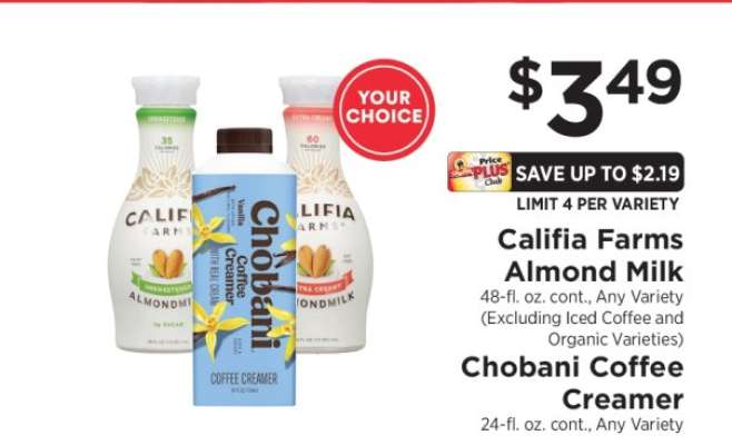 Califia Farms Almond Milk / Chobani Coffee Creamer