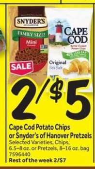 Cape Cod Potato Chips or Snyder's of Hanover Pretzels
