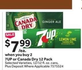 7UP or Canada Dry 12 Pack
