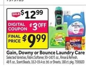 Gain, Downy or Bounce Laundry Care