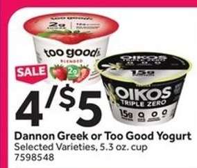 Dannon Greek or Too Good Yogurt