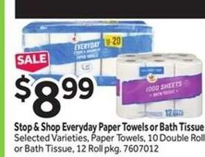 Stop & Shop Everyday Paper Towels or Bath Tissue