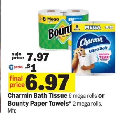 Charmin Bath Tissue or Bounty Paper Towels