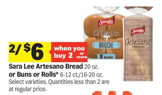 Sara Lee Artesano Bread or Buns or Rolls