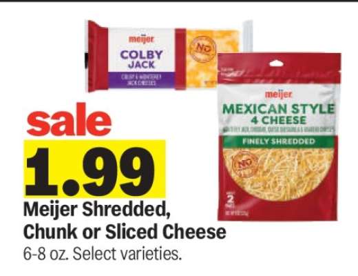 Meijer Shredded, Chunk or Sliced Cheese