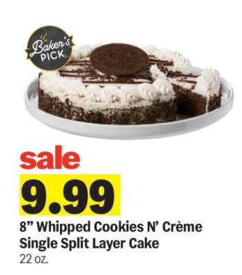 8” Whipped Cookies N’ Crème Single Split Layer Cake