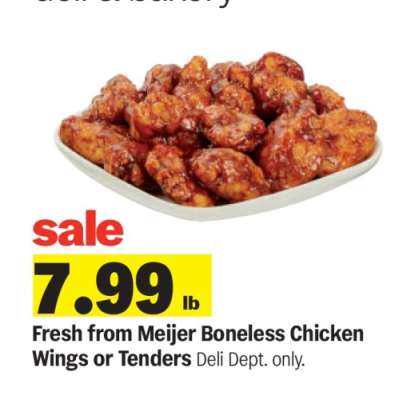 Fresh from Meijer Boneless Chicken Wings or Tenders