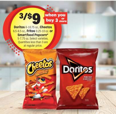 Doritos, Cheetos, Fritos, Smartfood Popcorn
