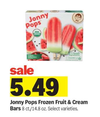 Jonny Pops Frozen Fruit & Cream Bars