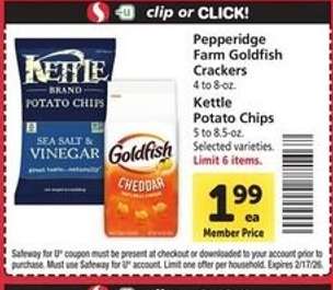 Pepperidge Farm Goldfish Crackers / Kettle Potato Chips
