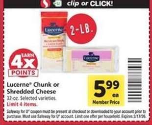 Lucerne Chunk or Shredded Cheese