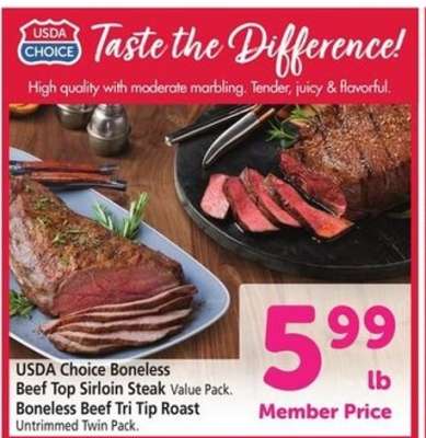 USDA Choice Boneless Beef Top Sirloin Steak