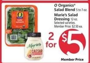 O Organics Salad Blend & Marie’s Salad Dressing