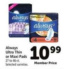 Always Ultra Thin or Maxi Pads