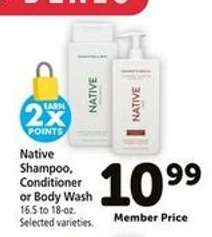 Native Shampoo, Conditioner or Body Wash