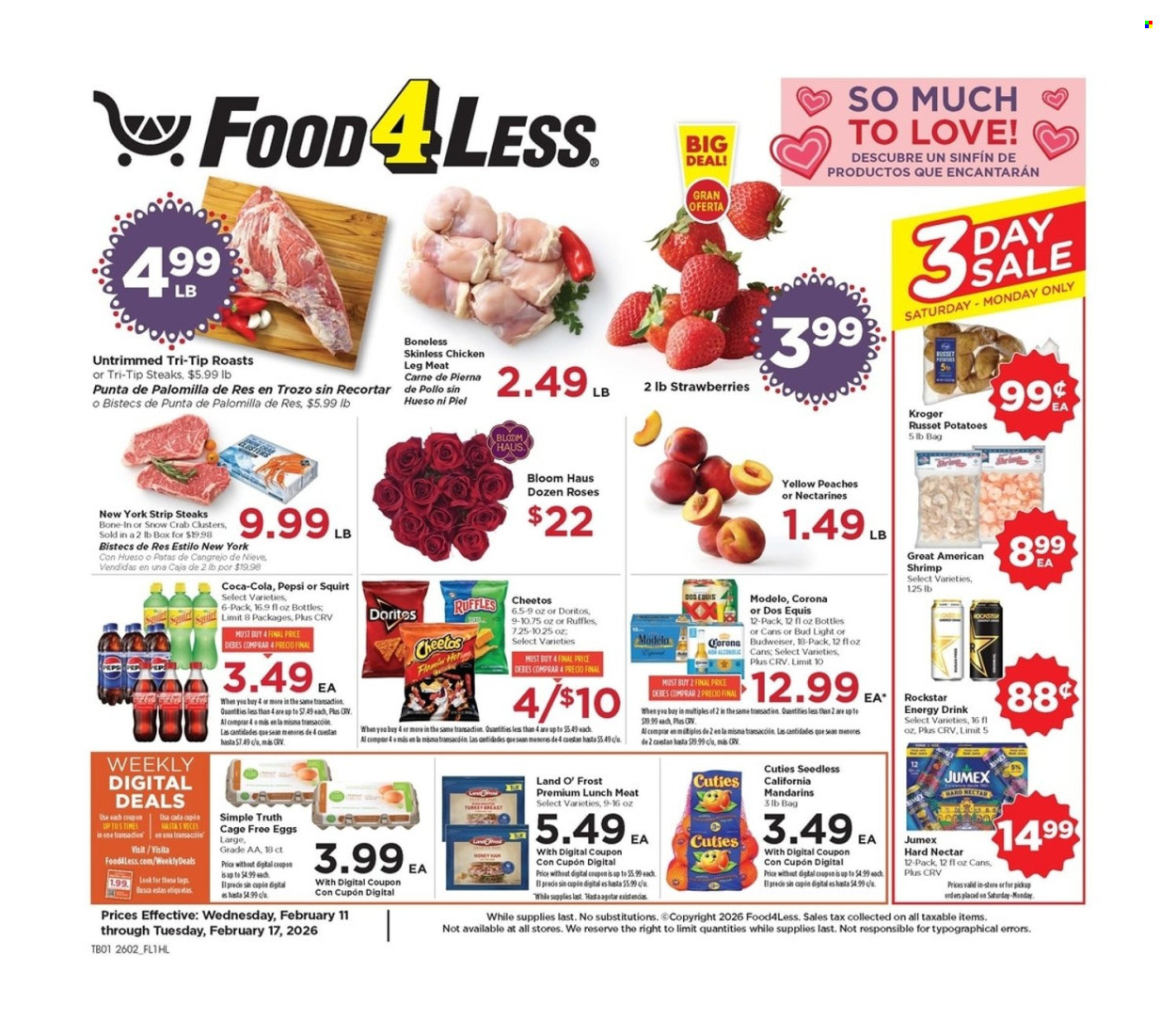 Food 4 Less ad - 02/11/2026 - 02/17/2026. Page 1