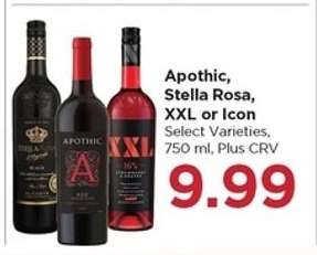 Apothic, Stella Rosa, XXL or Icon