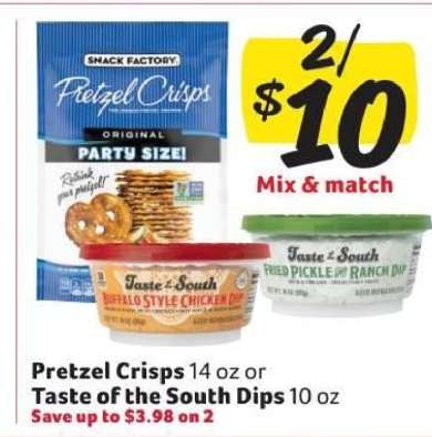 Pretzel Crisps or Taste of the South Dips