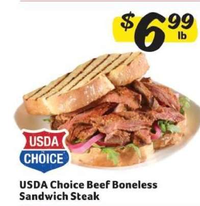 USDA Choice Beef Boneless Sandwich Steak