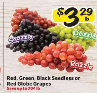 Red, Green, Black Seedless or Red Globe Grapes
