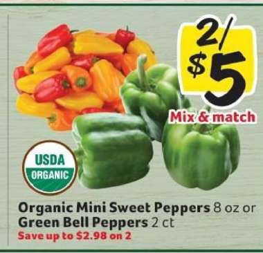Organic Mini Sweet Peppers or Green Bell Peppers