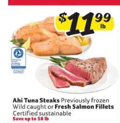 Ahi Tuna Steaks or Fresh Salmon Fillets